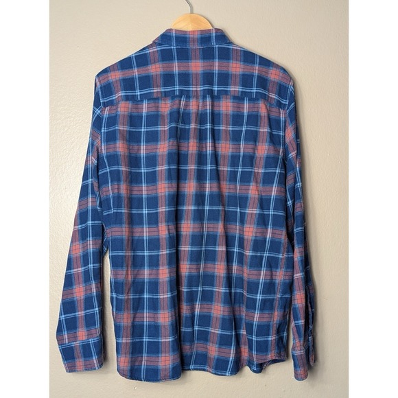Marine Layer Plaid Flannel Shirt Mens Large Blue Red Cotton - Picture 2 of 14